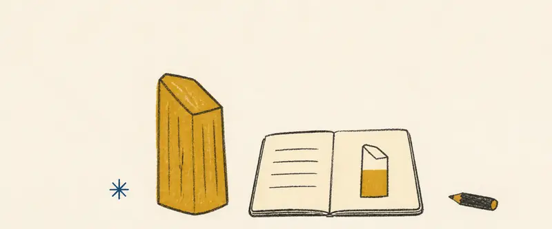 Crystal of the day: an open notebook with a half-finished crystal study, the golden topaz itself standing beside it