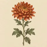 Hand-illustrated Chrysanthemum birth flower for November