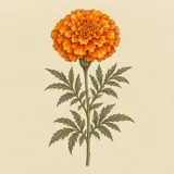 Hand-illustrated Marigold birth flower for October