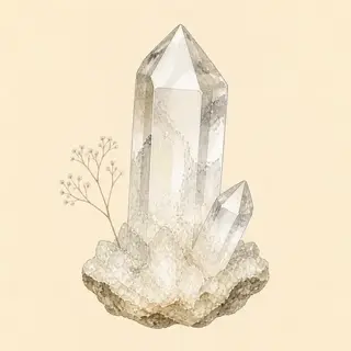 Hand-illustrated Clear Quartz on parchment