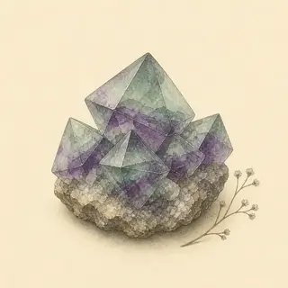Hand-illustrated Fluorite on parchment