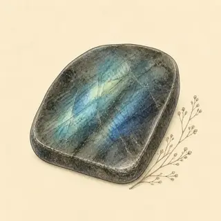 Hand-illustrated Labradorite on parchment
