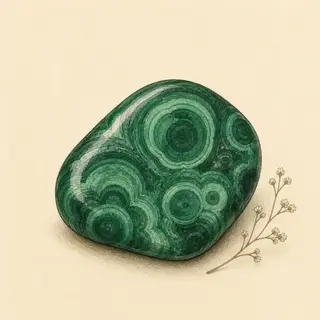 Hand-illustrated Malachite on parchment