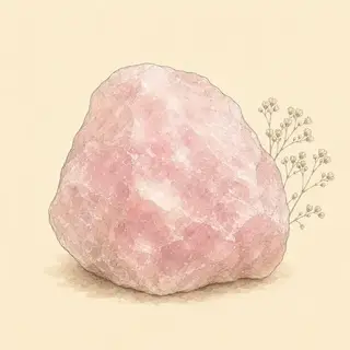 Hand-illustrated Rose Quartz on parchment