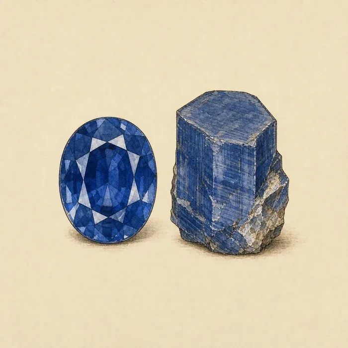 Illustration of Blue Sapphire, a modern stone