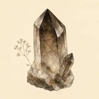 Hand-illustrated Smoky Quartz on parchment