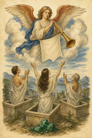 Judgement tarot card, hand-illustrated in the Rider-Waite tradition
