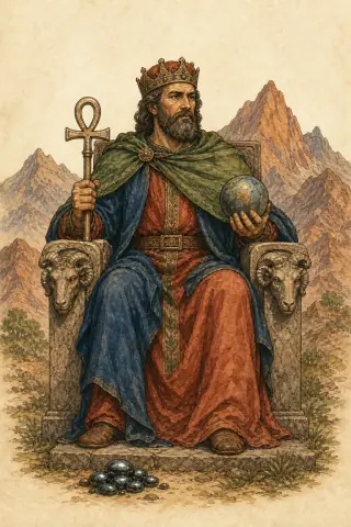 The Emperor tarot card, hand-illustrated in the Rider-Waite tradition