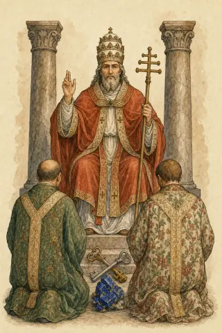 The Hierophant tarot card, hand-illustrated in the Rider-Waite tradition