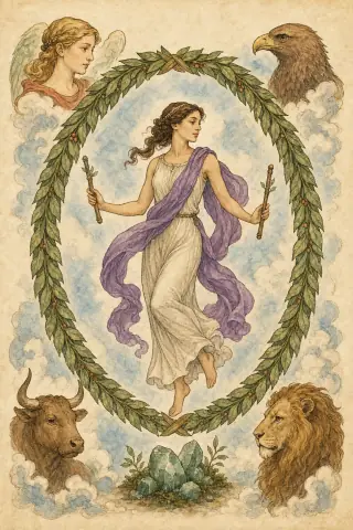 The World tarot card, hand-illustrated