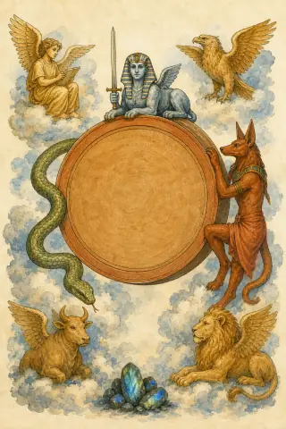 The Wheel of Fortune tarot card, hand-illustrated