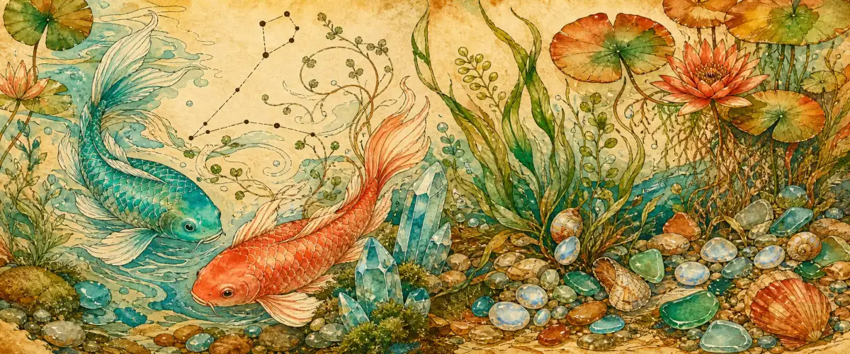 Pisces birthstone watercolor illustration