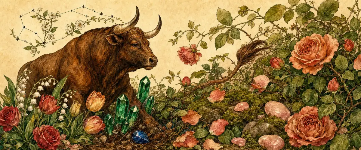 Taurus birthstone watercolor illustration